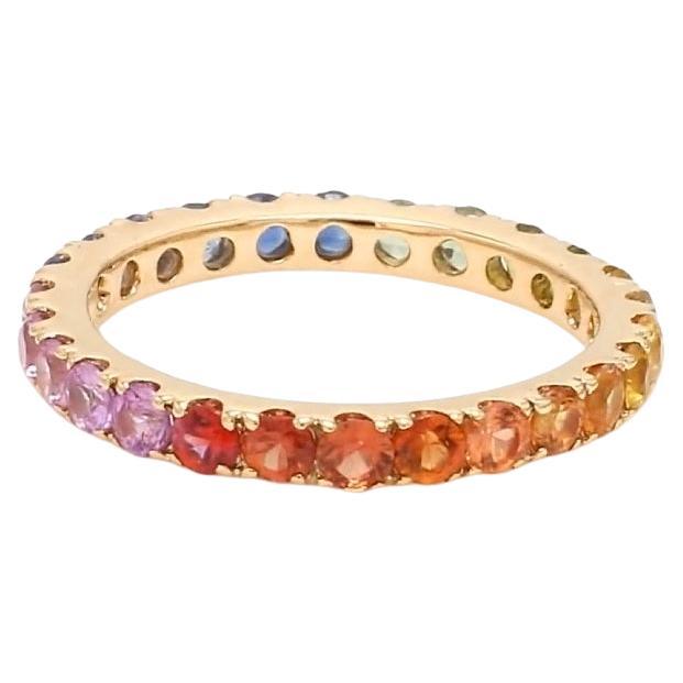 Natural rainbow sapphire ring 18k gold