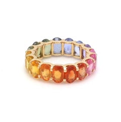 Natural 6.49 cts rainbow sapphire ring gold
