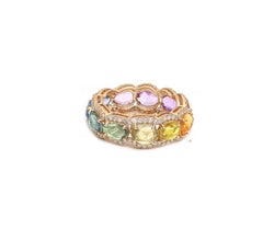 Natural rainbow sapphire ring in 14k gold