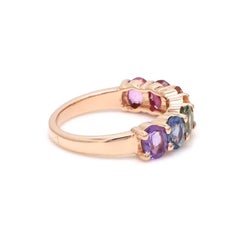 Natural 3.32 cts rainbow sapphire ring in 14k gold