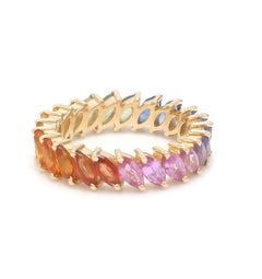 Natural 3.70 cts rainbow sapphire ring in 14k gold