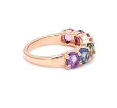 Regenbogen-Saphir-Ring aus 14-karätigem Gold, natürliche Edelsteine, Indien, 3,32 Karat