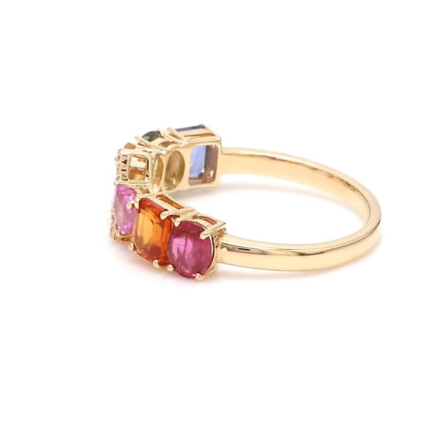Women's Natural 2.66 cts Rainbow sapphire ring in 14k gold For Sale