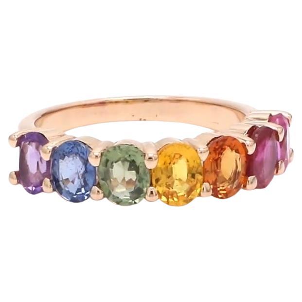 Natural rainbow sapphire ring in 14k gold
