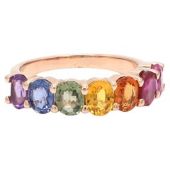 Natural rainbow sapphire ring in 14k gold