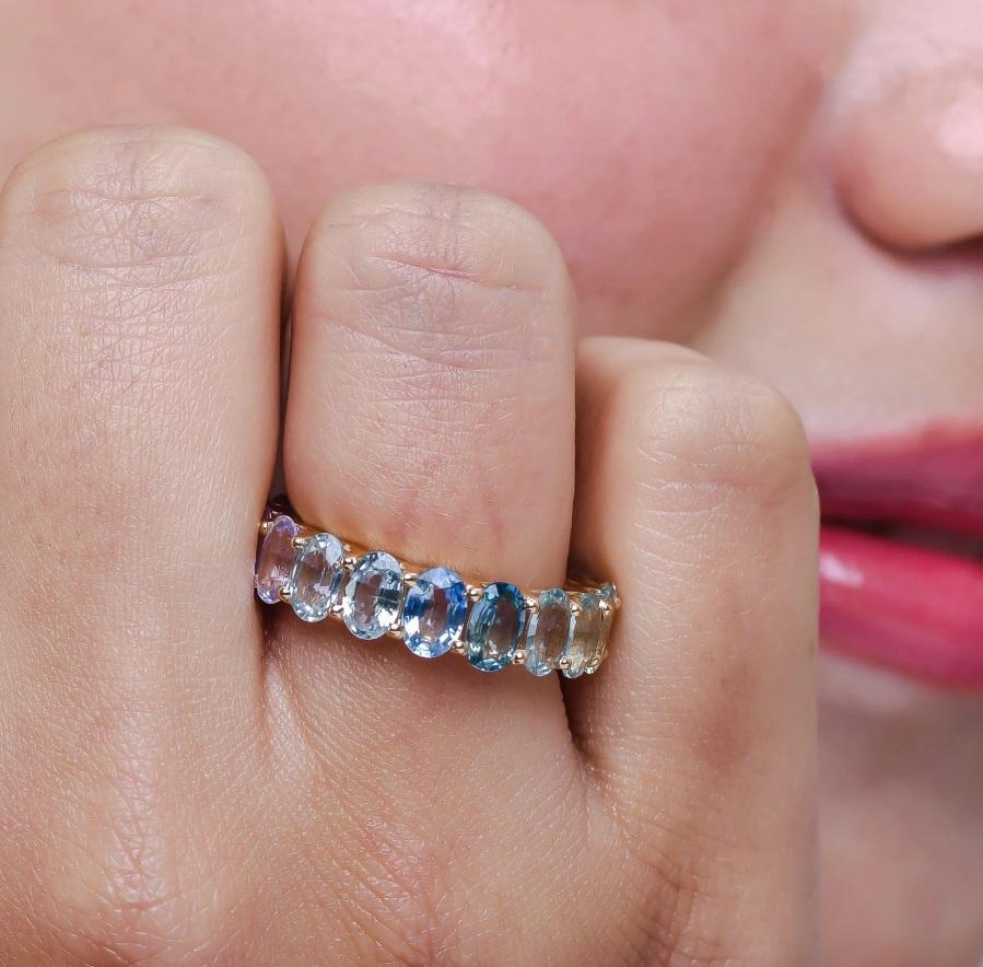 Ring mit natürlichem Regenbogen-Saphir aus 18 Karat Gold im Angebot 5