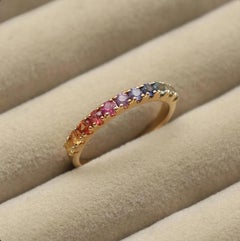 Natural 0.54 cts rainbow sapphire ring in 18k gold