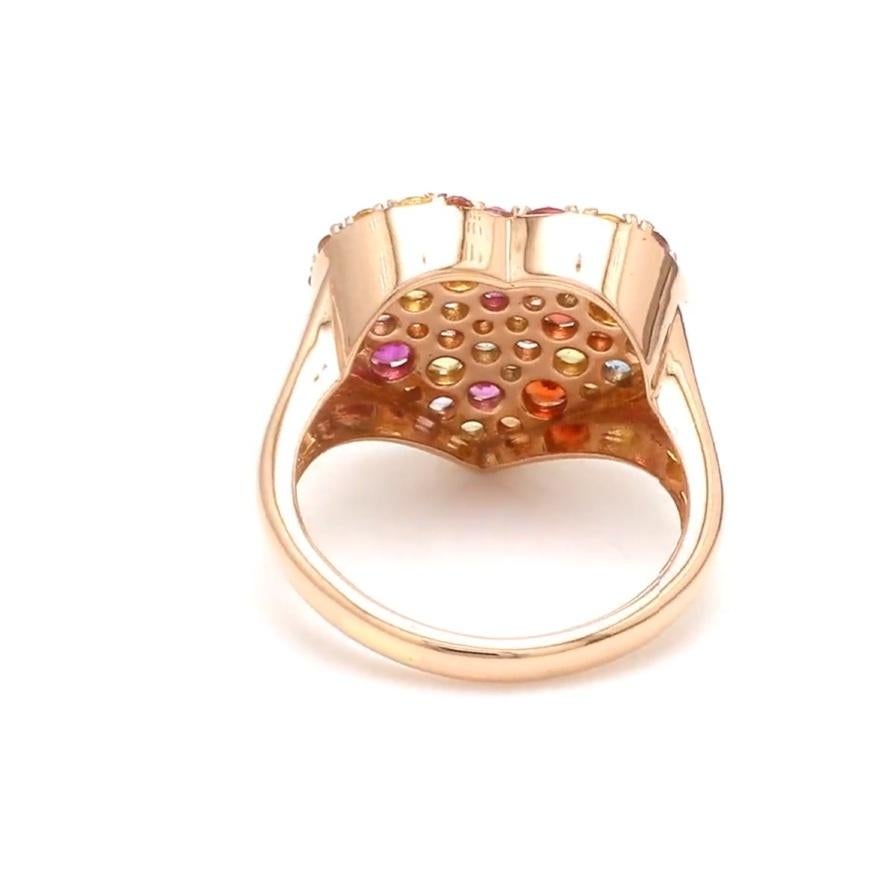 Taglio Asscher Anello con zaffiro arcobaleno Nature in oro 18k in vendita