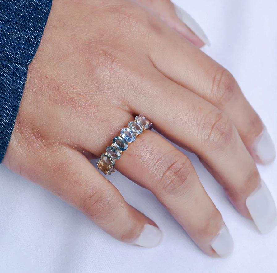 Ring mit natürlichem Regenbogen-Saphir aus 18 Karat Gold im Zustand „Neu“ im Angebot in jaipur, IN