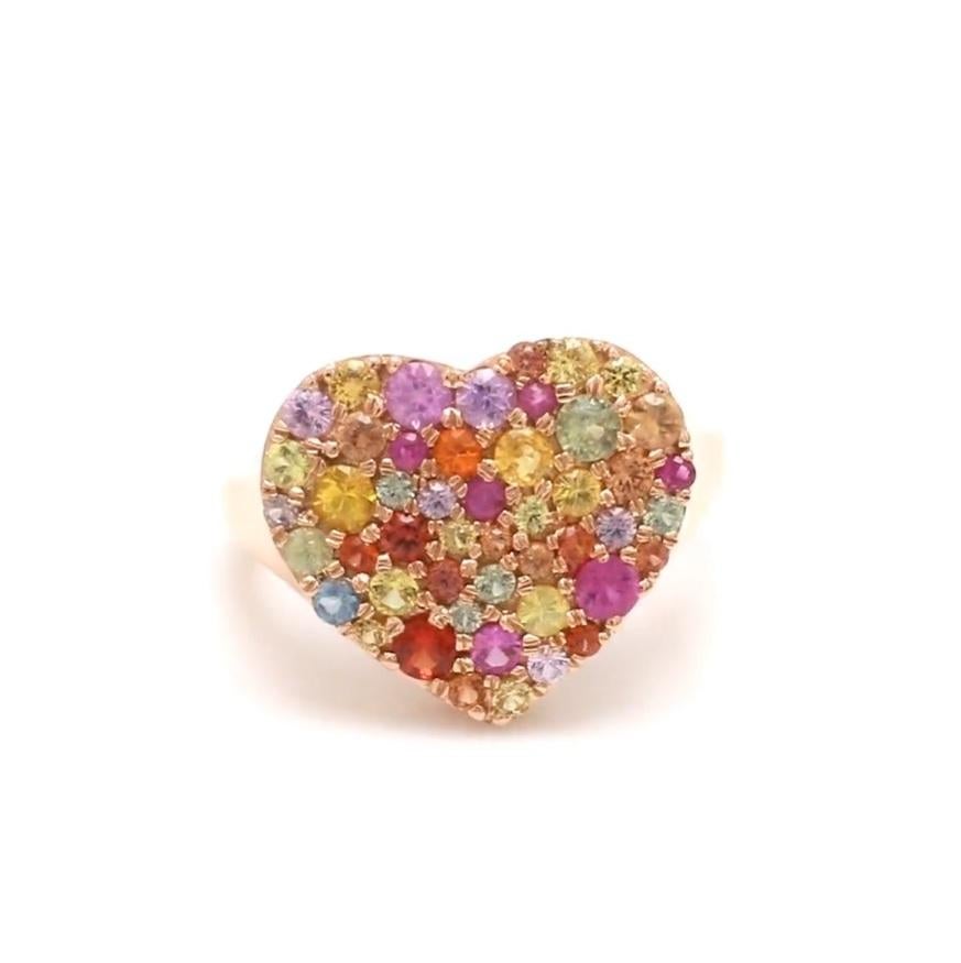Donna Anello con zaffiro arcobaleno Nature in oro 18k in vendita