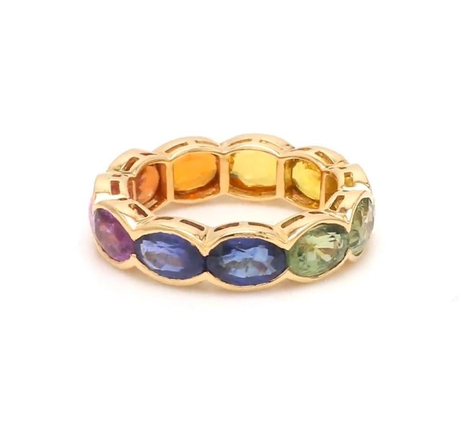 Natural rainbow sapphire ring in 18k gold im Angebot 4