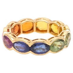 Natural rainbow sapphire ring in 18k gold