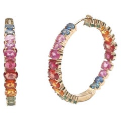 Natural rainbow sapphire ruby earring in 14k gold