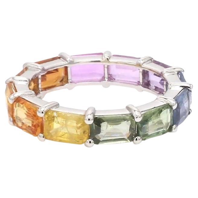 Bague large saphir arc-en-ciel naturel en or 14 carats
