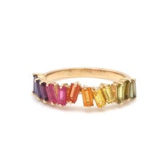 Natural 1.71 cts rainbow sapphire zig zag ring 14k gold