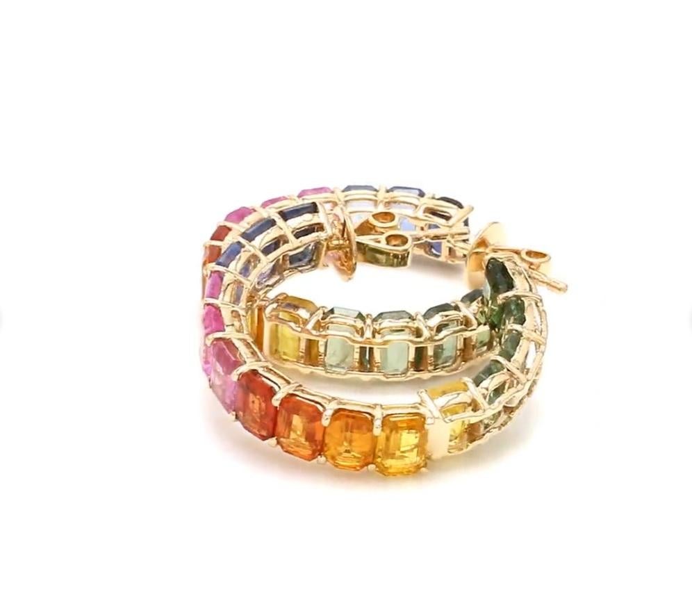 De las mujeres Natural rainbow sapphires earrings in 18k gold en venta