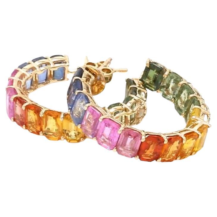 Natural rainbow sapphires earrings in 18k gold