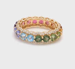 Natural 4.21cts Rainbow Sapphire & 0.69cts Diamond Ring in 18k Gold