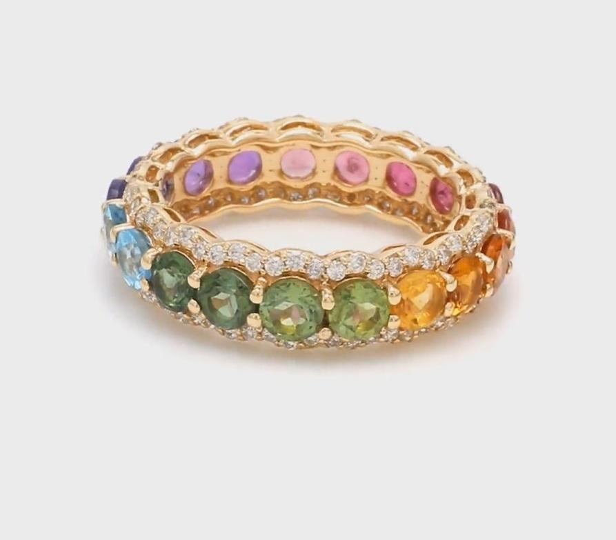 Natural rainbow sapphire diamond ring in 18k gold (Asscher-Schliff) im Angebot