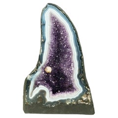 Natural Rare Agate Geode Cathedral with Bold White & Blue Lace Agate and Calcite