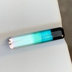 Pendentif en tourmaline naturelle rare multicolore, taille baguette, pour bijoux sur mesure
