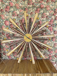 Natural Rattan and Bamboo Mid Century style Starburst Clock Hand Made
