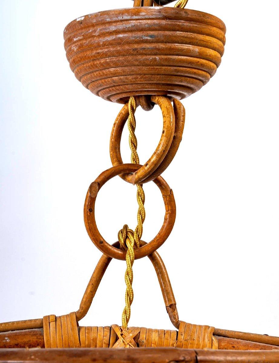 Other Natural Rattan and Raphia Suspension, Louis Sognot