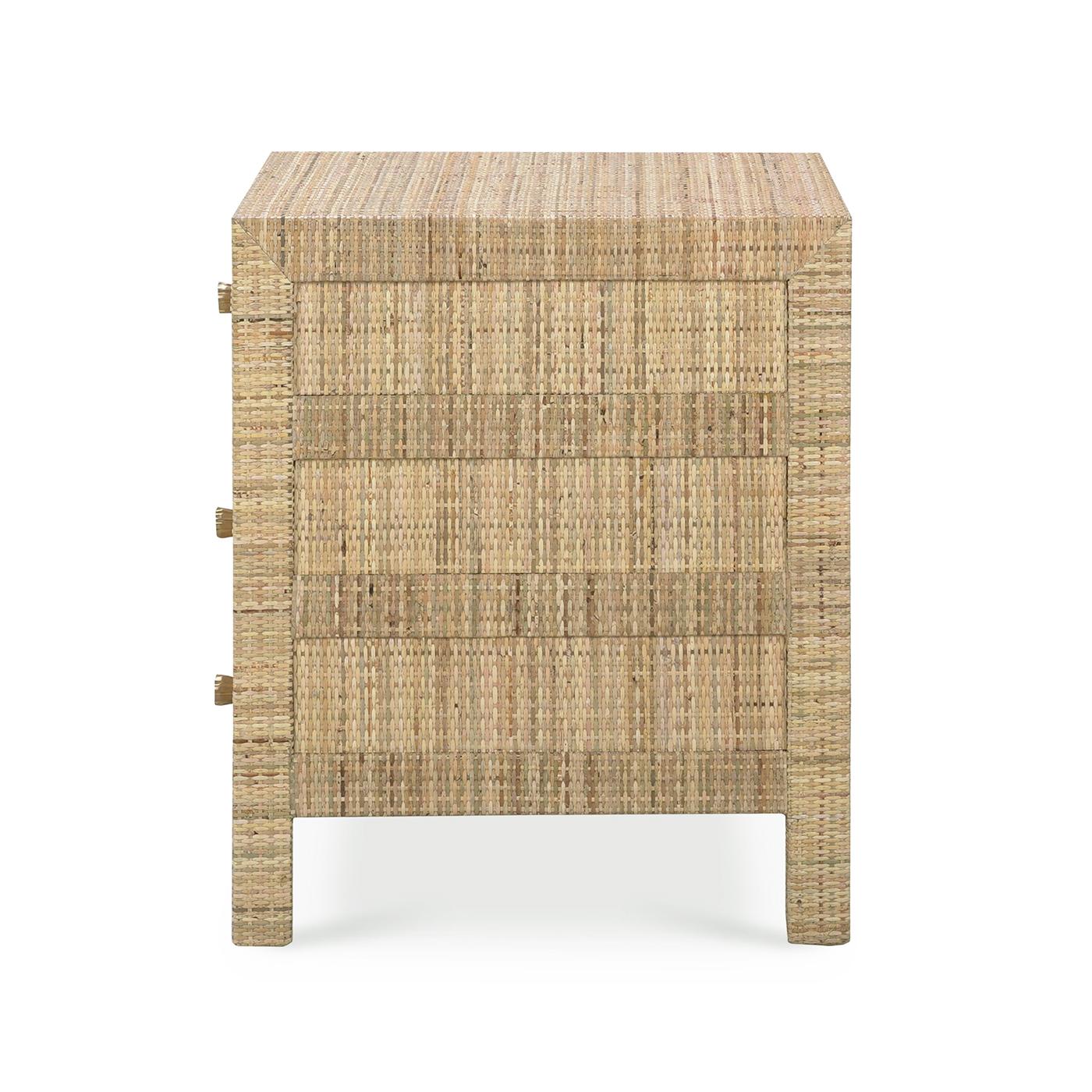 Organic Modern Natural Rattan Bedside Table For Sale