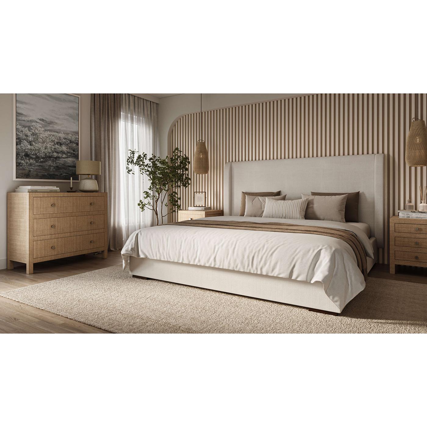 Natural Rattan Bedside Table For Sale 1