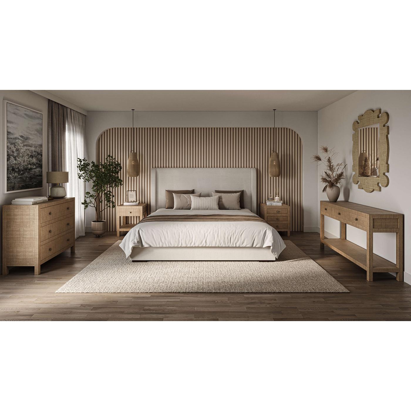 Natural Rattan Bedside Table For Sale 2
