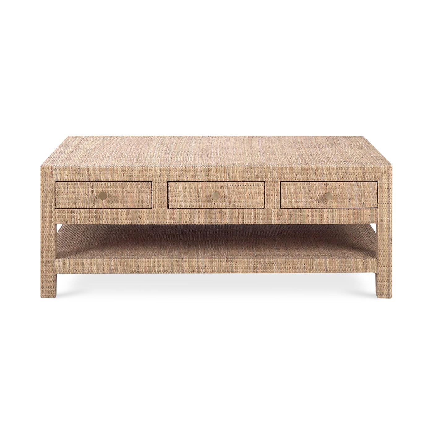 Organique Table basse en rotin naturel en vente