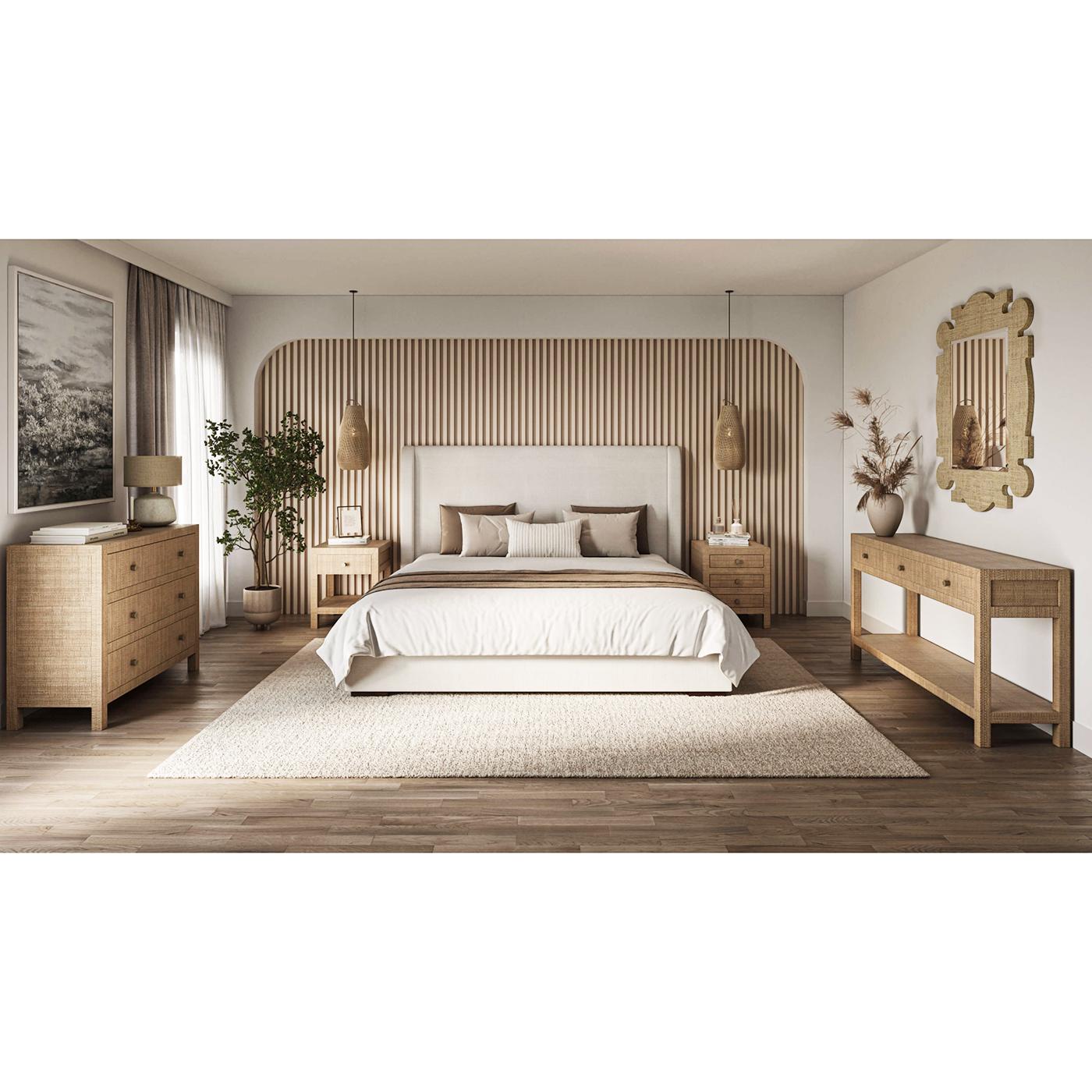 Organic Modern Natural Rattan Console Table For Sale