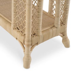 Tavolo consolle in rattan naturale con design organico