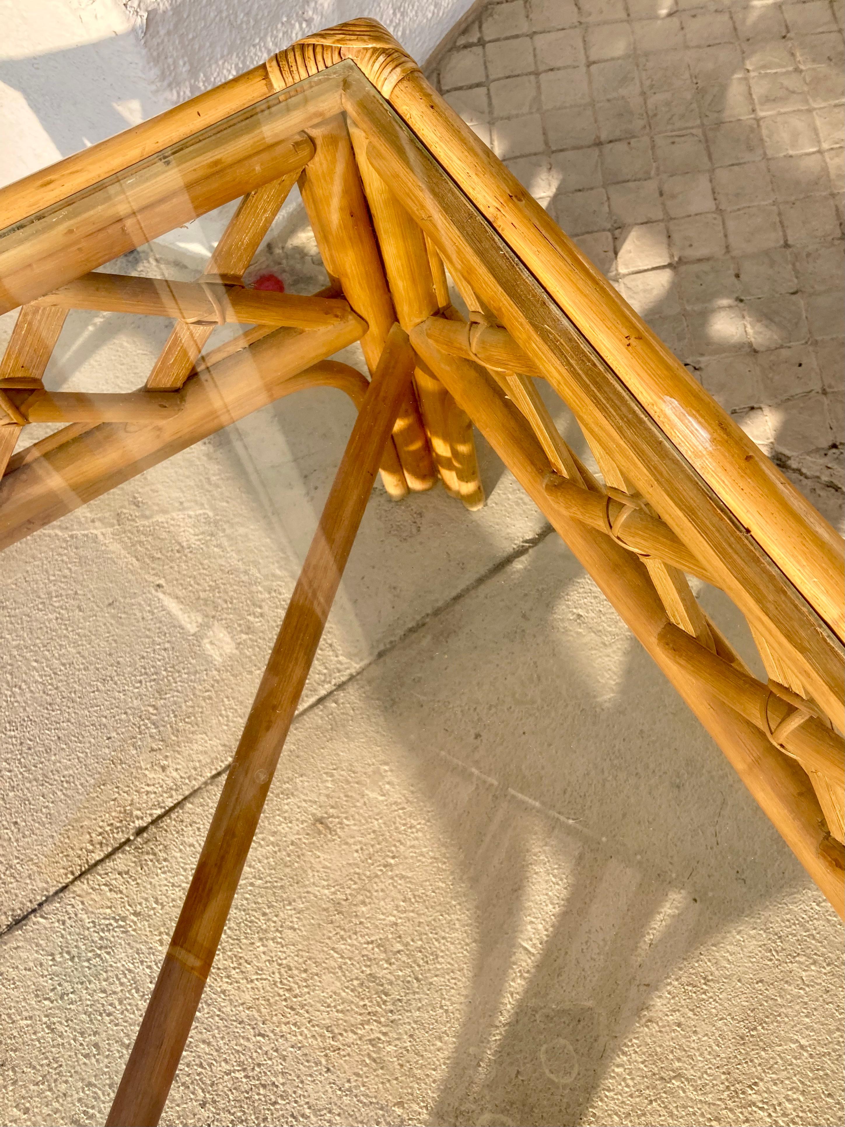 Table basse carrée en rotin naturel Ficks Reed en vente 4