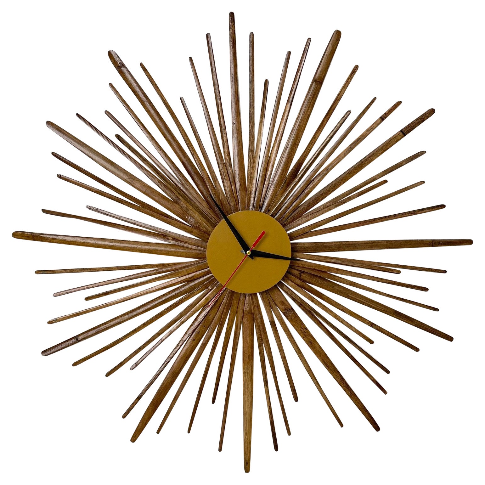 Natural Rattan Mid Century style Starburst Clock Hand Made