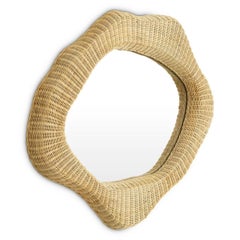 Natural Rattan Mirror with Organic Silhouette