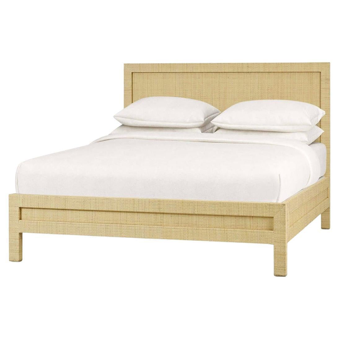 Telaio da letto Queen Size in rattan naturale in vendita