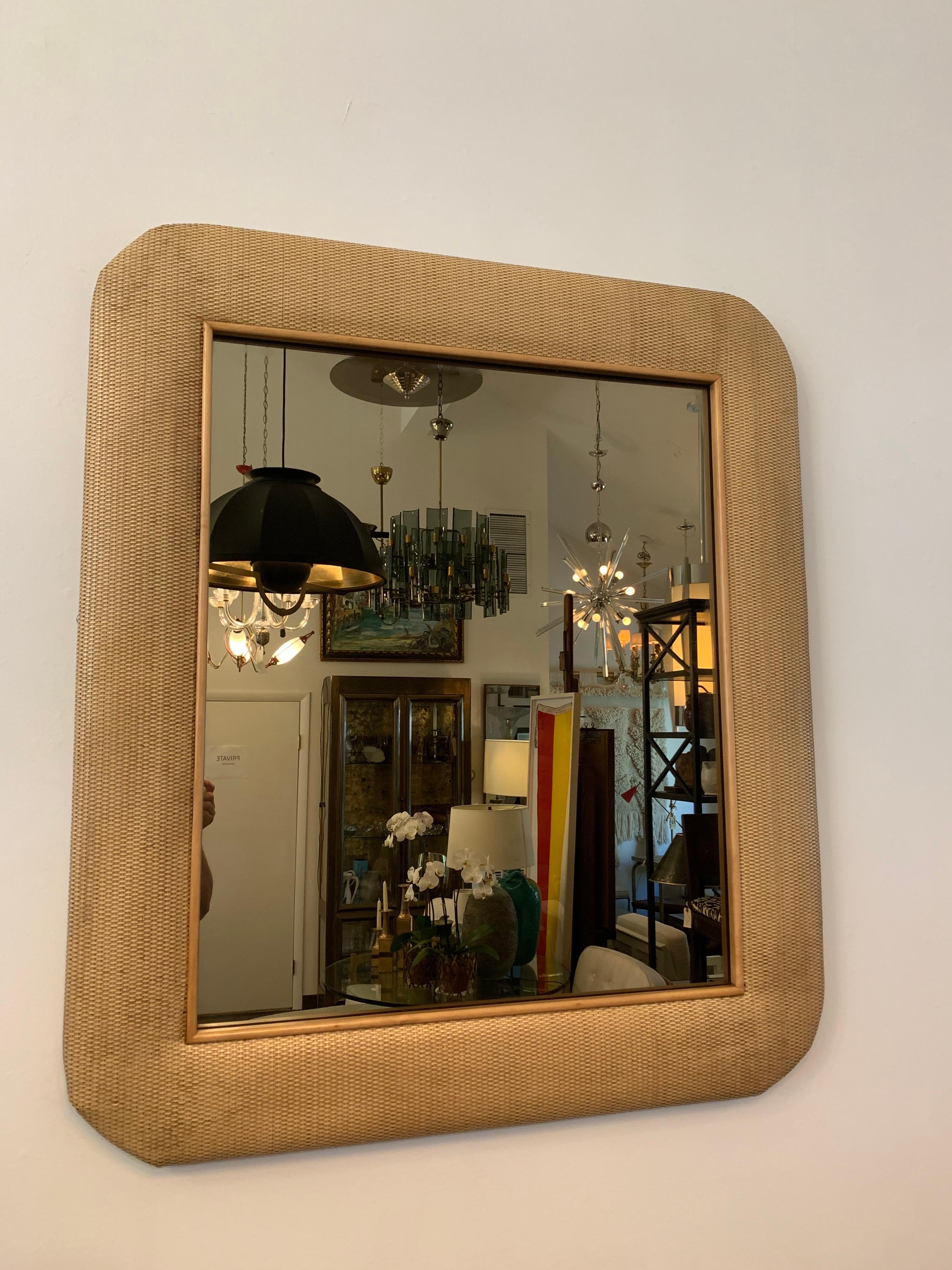 Natural Rattan Weave Over-Sized Mirror For Sale 2