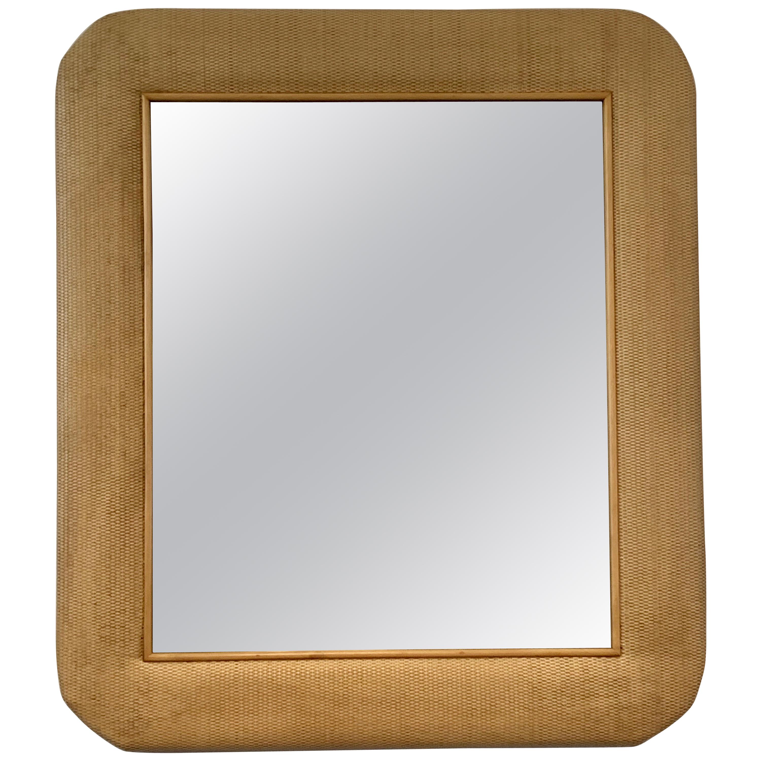 Natural Rattan Weave Over-Sized Mirror For Sale
