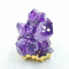 Natural Raw Amethyst Crystal Cluster Gold-Plated Edge Healing Necklace Pendant