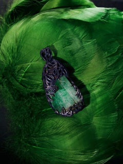 Natural Raw Emerald Crystal Necklace Pine Double-Sided cone