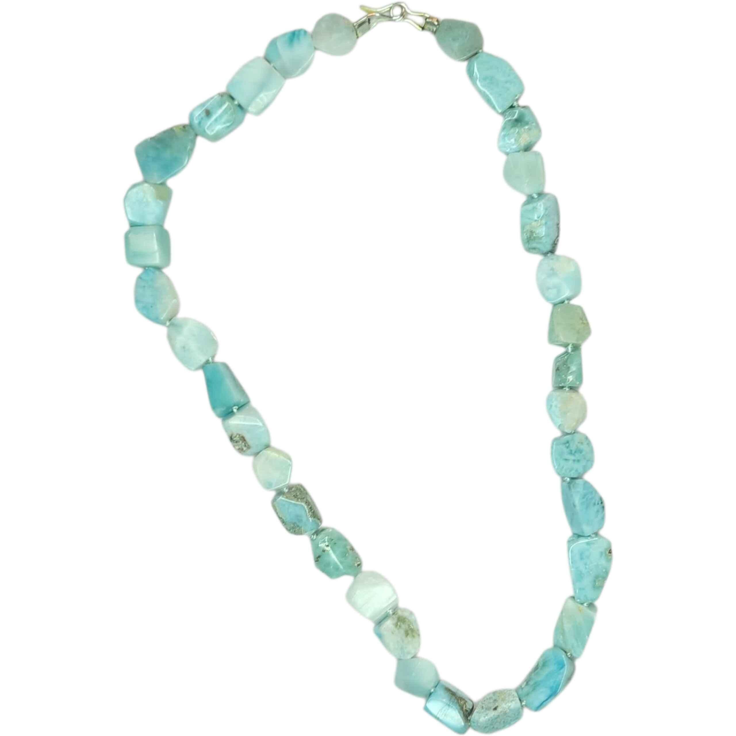 Collana di pepite di Larimar naturale grezzo tagliato a mano Pietre dominicane Caraibi In condizioni buone in vendita a Milford, DE