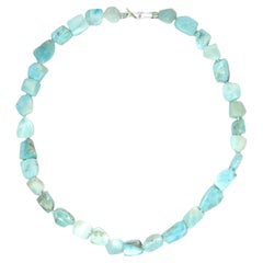 Natural Raw Larimar Nugget Necklace Hand-Cut Dominican Stones Caribbean