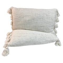 Paire de coussins décoratifs en soie brute naturelle avec glands