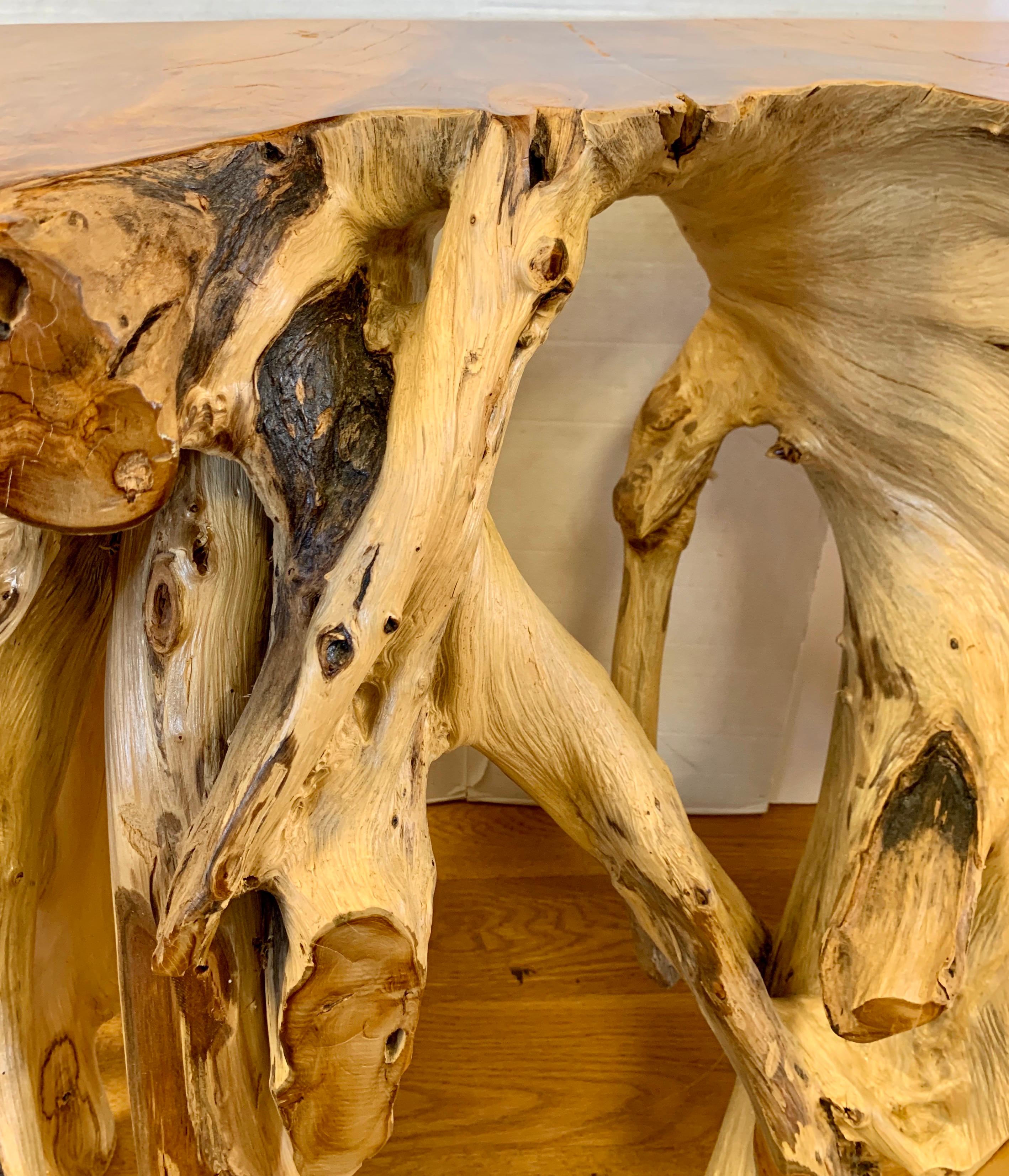 Natural Raw Teak Hardwood Organic Root Console Table One of a Kind In Good Condition In West Hartford, CT