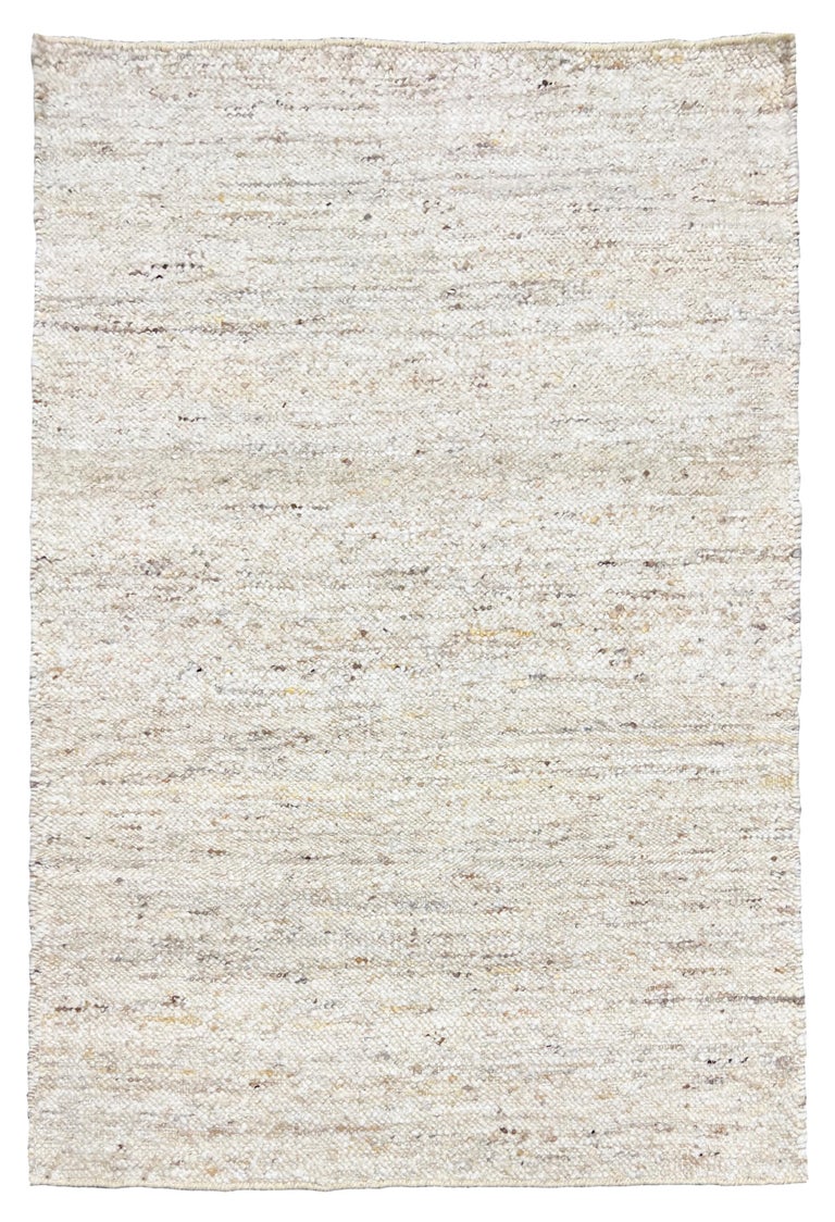 Natural Raw Wool Flatweave Hand Knotted Rug For Sale at 1stDibs
