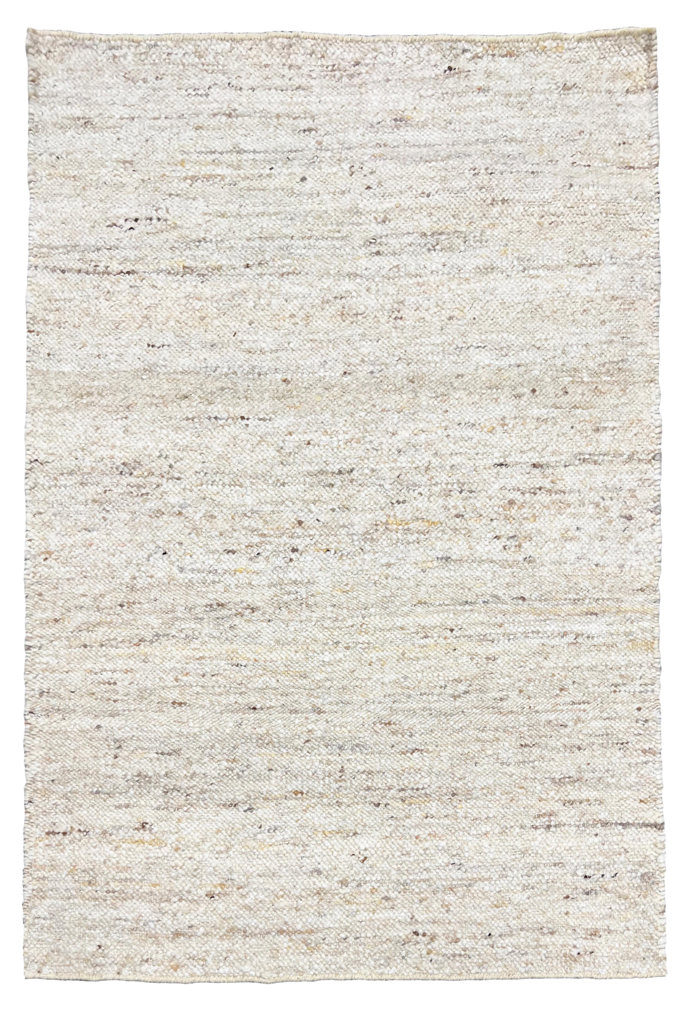 Modern Natural Raw Wool Flatweave Hand Knotted Rug For Sale