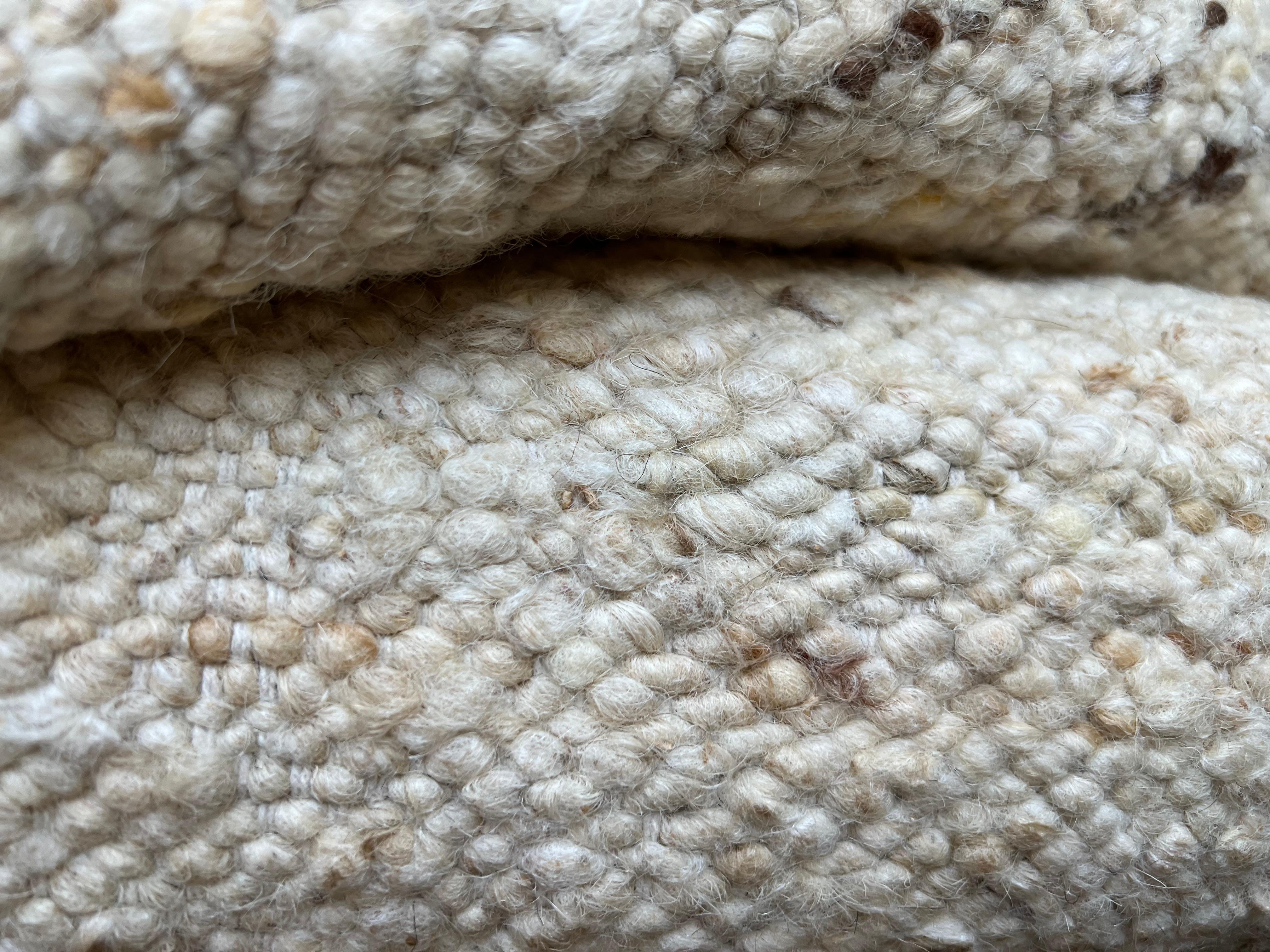 Hand-Knotted Natural Raw Wool Flatweave Hand Knotted Rug For Sale