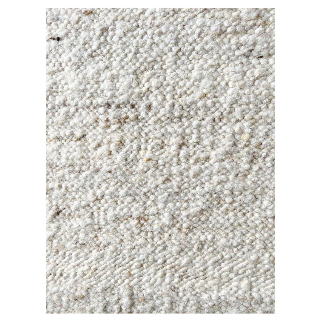 Natural Raw Wool Flatweave Hand Knotted Rug For Sale