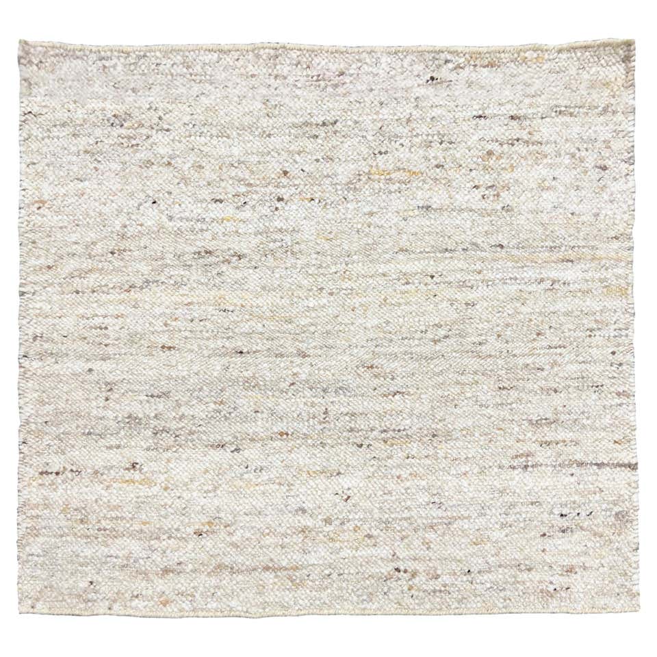 Hand Knotted Rug Texture Natural Raw Wool Flatweave Hand Knotted Rug For Sale at 1stDibs